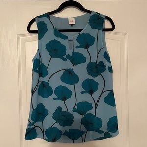 Cabi 3268 Blue Poppy Floral Sleeveless Top